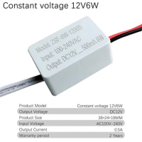 AC220V To DC12V LED Driver Constant Voltage 500mA Low Voltage Cabinet Light Plastic Driver 38*24*18MM AC100V-240V Electrical