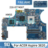 PAILIANG Laptop motherboard For ACER Aspire 3820 Mainboard 09921-3 216-0774007 HM55 DDR3 tesed