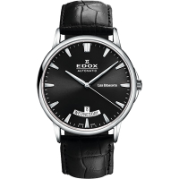 EDOX Les Bemonts 薄曼系列機械腕錶-黑/41mm