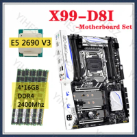 X99 D8I Motherboard Kit E5 2690 V3 Processor LGA2011-3 4*16GB 64GB 2400MHz DDR4 EEC REG RAM Memory Combo Support NVME M.2