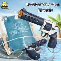 Revolver Water Gun Electric Automatic Pistol Shooting Toy Backpack Outdoor Sport Beach Swimming Pool Water Toy Gun For Kids Gifs
