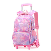 School Rolling Backpack Girls Kids 18 inch 6 Wheels 2 Wheels Elementary School Bookbag With Trolley Luggage Bag for boys sac