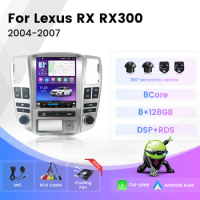 8-Core Chip For Lexus RX RX300 RX330 RX350 RX400 RX450 2004 - 2007 Tesla Style Car Radio Head Unit Stereo Multimedia Player BT