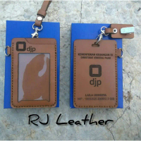 UDMS Name Tag DJP Kulit Asli / Id Card Kulit Logo DJP / Card Holder Custom Logo DJP