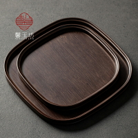 日式全竹四方形圓角托盤放茶杯水杯子茶盤家用現代小型茶海干泡臺