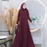 Gamis Daily Terbaru Dinara Set Matt jersey premium cutting Abaya Gamis cantik keseharian