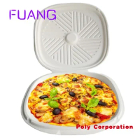 Custom Disposable Biodegradable 12 Inch Sugarcane Pulp round sugarcane molded bagasse fiber pizza box tray With Lid Takeway Pac