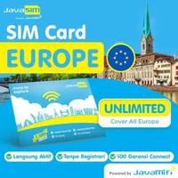 JavaSIM SIM Card Europe Unlimited | SIM Card Eropa Unlimited Quota 3GB/HARI - 3 HARI