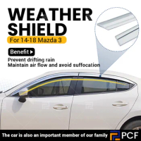 Chrome Window Visor Vent Shades Sun Rain Guard 4pcs For Mazda 3 Sedan 2014-2018