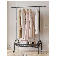 多功能衣帽架 晾衣架 掛架 簡約掛衣櫃 曬衣架【經典款【80cm酷黑】 單層】 