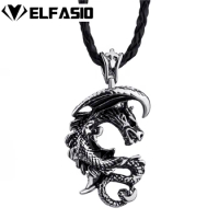 Mens Boys Gothic Ancient Dragon Silver Pewter Pendant with 24" Choker Necklace LP240