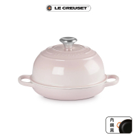 【Le Creuset】典藏琺瑯鑄鐵鍋烘焙麵包鍋24cm(貝殼粉- 鋼頭-內鍋黑)
