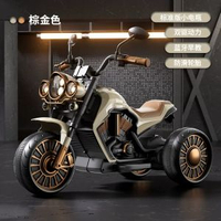 全城熱賣 - 德國暢銷兒童電動摩托車玩具寶寶一二三週歲半小女孩男童六一生日禮物（豪華遙控款）棕金色+12v7超大電瓶+雙驅動+藍牙早教+遙控+防滑輪+頭盔