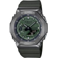 【CASIO 卡西歐】G-SHOCK 金屬時尚八角髮絲紋雙顯錶 畢業 禮物(GM-2100B-3A/速)