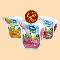 Susu Bantal UHT Real Good Pouch - Netto 125ml Varian Rasa Coklat, Strawberry dan Keju