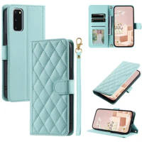 Checkered Leather Case For Samsung Galaxy S20 FE S20+ S20 Plus S20 Ultra Flip Wallet Cover