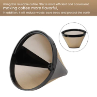 1pc Reusable Coffee Filter 304 Stainless Steel Cone Coffee Filter Baskets Mesh Strainer Pour Over Coffee Dripper Kitchen Tool