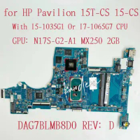 For HP Pavilion 15-CS Laptop Motherboard CPU: I5-1035G1 Or I7-1065G7 GPU:N17S-G2-A1 MX250 2GB L67283-601 L67284-601 DAG7BLMB8D0