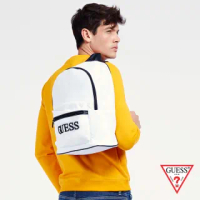 【GUESS】素面簡約立體刺繡LOGO後背包-白(HMQUARP0405WHI)