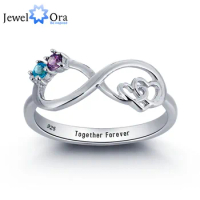 JewelOra Personalized Infinity Love Promise Ring Customized Couple Stone 925 Sterling Silver Cubic Zirconia Ring Gift for Mother