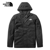 【The North Face】北面男款黑色防水透氣戶外衝鋒衣｜497JJK3