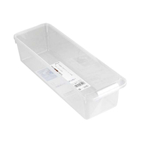 小禮堂 INOMATA 塑膠長型冰箱收納盒 (霧面透明款) 4905596-035206