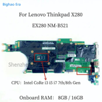 EX280 NM-B521 For Lenovo Thinkpad X280 Laptop Motherboard With i3 i5 i7 CPU 8GB/16GB Memory Fru: 01L