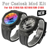 Carbon Fiber Case Modification Kit for Casioak GA-2100 GM-2100 Carbon Case Strap for GA-2100 GA-B2100 Rubber Strap Accessories