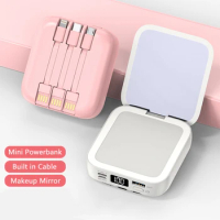 20000mAh Mini Power Bank With Makeup Mirror Portable Powerbank Charger for iPhone 14 13 Samsung Xiaomi Poverbank Spare Battery