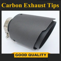 Car Carbon Fibre Matte Exhaust System Muffler Pipe Tip Straight Universal Black Stainless Mufflers Decorations For Akrapovic