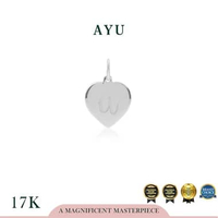 AYU Liontin Emas - Heart Initial Pendant 17K White Gold INISIAL B
