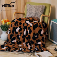 YIRUIO Brand Downy Furry Leopard Plaid Blanket Super Soft Warm Office Shawl Knee Knitted Blanket Spring Picnic Camping Blankets