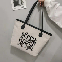 Sleep All Day Nurse All Night Fashion Gift for Nurse Canvas Tote Bag Shoulder Book Bag Shopping Bag