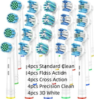 【日本代購】20 個刷頭替換補充裝，相容於 Oral B Braun Precision、牙線、Cross、3D Clean 7000/Pro 1000/9600/ 5000/3000/8000