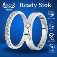 Ready Cincin Tunangan 2-3 gram Berlian Moissanite GRA / Zircon - Platinum / 9K White Gold Plated Sil
