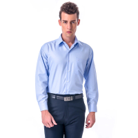【金安德森】藍色吸排窄版長袖襯衫
