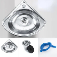 Stainless Steel Triangle Wash Basin Thick Small Sink Corner WallMounted Single Tank for Compact Bathroom Solutions