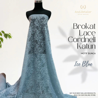 Bahan Kain Brokat Cordnelly Corneli Motif BUnga Warna Baby Blue ice