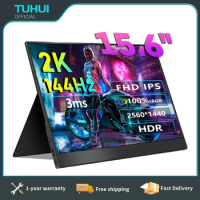 TUHUI 15.6 Inch 2K Portable Monitor 144Hz 2560*1440 100%sRGB IPS Gaming Display USB C HDMI HDR Screen for Xbox PS4 Switch Laptop