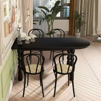 美式實木餐桌黑色複古原木辦公桌法式傢用咖啡桌長桌設計師工作臺