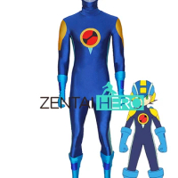 New Arrival Male Comic Spandex Blue MegaMan EXE Cosplay Costume for Halloween No Helmet