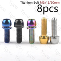 Tgou Titanium Bolt M6x18/20mm Inner Hexagon Screw with Washers for Bicycle Disc Brake Stem Clamp 8pcs
