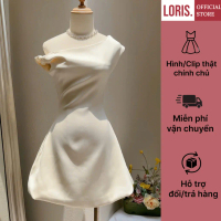 LORIS - Letia Dress, Đầm chéo vai trắng kem xinh