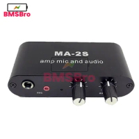 6.5mm Dynamic Microphone 3.5mm Condenser Microphone Amplifier Headphone Amplifier Music Audio Preamplifier Mixing Board MA-2S