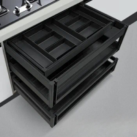 Kitchen Cabinet Pull Basket Smart Kitchen Cabinet Double Three-layer Drawer Type Dish Rack Pull Pot Cabinet Storage Tools Pull