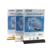 Kệ mica 2 mặt Enter E37 / E38 / E39 / E40 đế nhôm tròn cao cấp, dùng làm kệ menu nhà hàng, quảng cáo