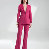 Tesco Solid Women's Suit Full Sleeve Jacket And Pencil Pants Casual Business Pantsuit 2 Piece Female Slim Outfits ropa de mujer