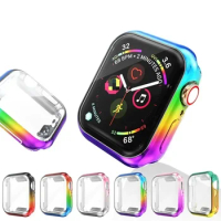 1pc Rainbow Watch Case For Apple Iwatch Series 7 6 5 4 Se 40mm 44mm Bumper Screen Protector Iwatch Series 3 2 1 38mm 42mm