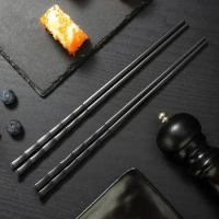 1 Pairs Alloy Chinese Chopsticks Food Sushi Sticks Reusable Non Slip Dishwasher Safe Bamboo Shape Food Grade Chopsticks