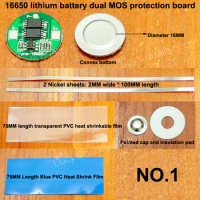10set 16650 lithium battery double MOS protection board set with nickel sheet 16650 battery 4.2V protection board diameter 16MM